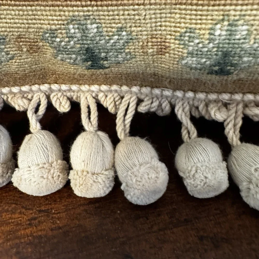 Vintage 100% Wool Embroidery Pillow 16X12